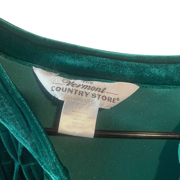 The Vermont Country Store Robe Womens Large Green Velour Velvet Snap Nightgown - Picture 3 of 5